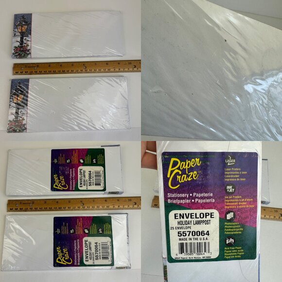 Vtg 6 Pks of 25 Christmas Holiday Theme Envelopes Paper Craze Laser Printer READ - Picture 5 of 13